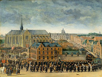 The Infanta Isabella shooting the Grand Serment bird with a crossbow at the Sablon during the Ommegang in Brussels of 31 May 1615, by Antoon Sallaert