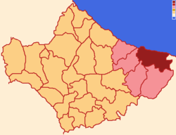 Localização da comuna de M´Tioua dentro do círculo de Jebha e dentro da província de Xexuão.