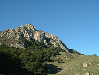 A closer view of Bishop Peak and its foothills