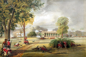 «Defence of the Arrah House», Уильям Тэйлер, раскрашенная литография 1857.