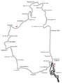 Vanha Nordschleife ja uusi Nürburgringin GP-rata (tummempi viiva).