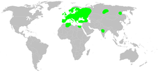 Mapa rozšíření křižáka podkorního