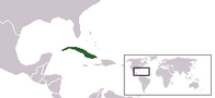 A map showing the location of Cuba