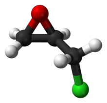 Ball-and-stick model of the epichlorohydrin molecule