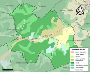 Carte en couleurs présentant l'occupation des sols.