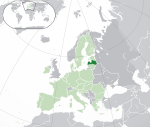 Map showing Latvia in Europe