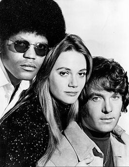 V.l.n.r. castleden Clarence Williams III, Peggy Lipton en Michael Cole in The Mod Squad (1971)