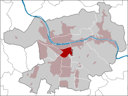 Lage des Stadtteils Weststadt in Heidelberg