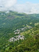 Les villages de Saint-Aventin, de Castillon-de-Larboust et de Cazeaux-de-Larboust vus depuis la tour de Castel Blancat