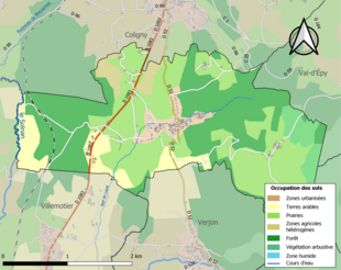 Carte en couleurs présentant l'occupation des sols.