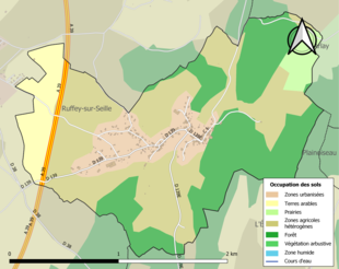 Carte en couleurs présentant l'occupation des sols.