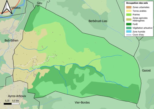 Carte en couleurs présentant l'occupation des sols.