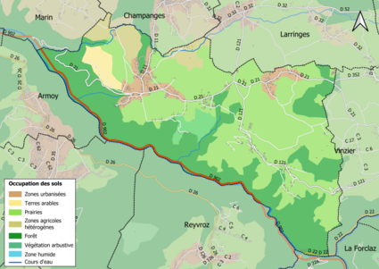 Carte en couleurs présentant l'occupation des sols.