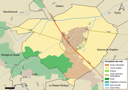 Carte des infrastructures et de l'occupation des sols en 2018 (CLC) de la commune.