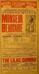 theatre poster advertising Messager's Monsieur Beaucaire and other pieces playing at the Lyceum Theatre, Edinburgh