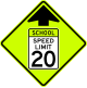 School speed limit ahead