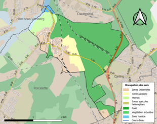 Carte en couleurs présentant l'occupation des sols.