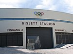 An entry gate to Bislett Stadion, which hosted the opening and closing ceremonies as well as the speed skating and figure skating competitions