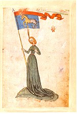 Vierge à la Bannière du "Bas Ane". À côté, un W couronné, indiquant la propriété du roi Vladislas IV de Bohême (régnant de 1490 à 1516).