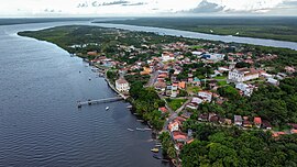 Vista aérea da sede do município de Jaguaripe.