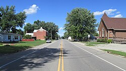 Looking east on Main Street (US Highway 50) in Bourneville