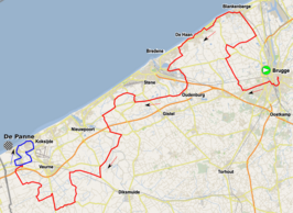 Routekaart van de Driedaagse Brugge-De Panne 2018