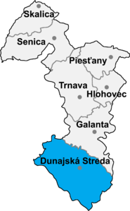 Poloha okresu Dunajská Streda v Trnavskom kraji (klikacia mapa)