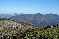 ニペソツ山（前天狗）からの大雪山と石狩岳