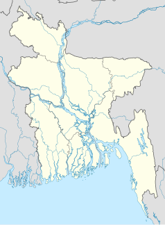 Mapa konturowa Bangladeszu, blisko centrum na prawo znajduje się punkt z opisem „Brammanbarija”