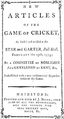 Image 10New articles of the game of cricket, 25 February 1774 (from Laws of Cricket)