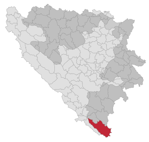 Lage der Gemeinde Trebinje in Bosnien und Herzegowina (anklickbare Karte)