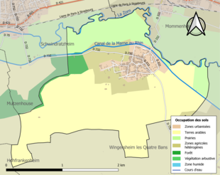 Carte en couleurs présentant l'occupation des sols.