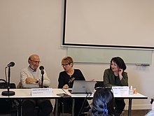 Marie-Odile Soyer-Gobillard (au centre) avec André Cicolella Président du RES (à gauche) et Maître Nadine Melin (à droite) lors de l'Assemblée Générale de l'association Hhorages de 2022.