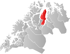 Lage der Kommune in der Provinz Troms