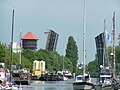 Geöffnete Klappbrücke über die Hunte in Oldenburg