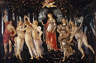 Sandro Botticelli, La Primavera (kevät), 1478.