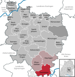 Elhelyezkedése Baden-Württemberg térképén