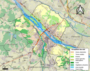 Carte en couleurs présentant l'occupation des sols.