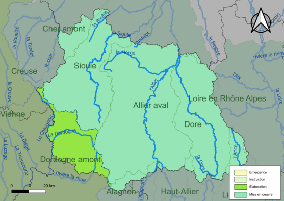 Carte des SAGE au 17 juin 2022.