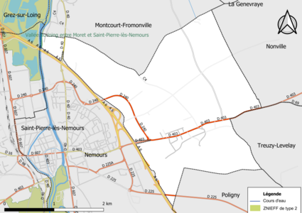 Carte des ZNIEFF de type 2 de la commune.