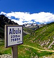 Old road sign on the top