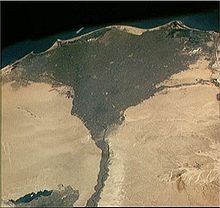 Satellietfoto van de Nijldelta