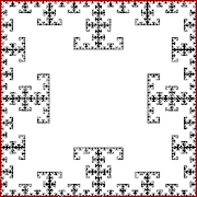 A point inside a square repeatedly jumps half of the distance towards a randomly chosen vertex, but the currently chosen vertex cannot be 2 places away from the previously chosen vertex.