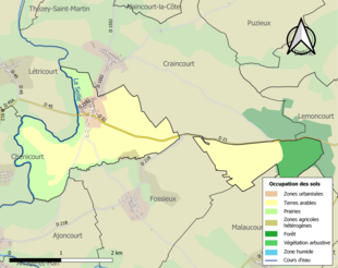 Carte en couleurs présentant l'occupation des sols.