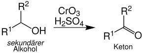 Reaktionsschema der Jones-Oxidation eines sekundären Alkohols