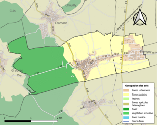 Carte en couleurs présentant l'occupation des sols.