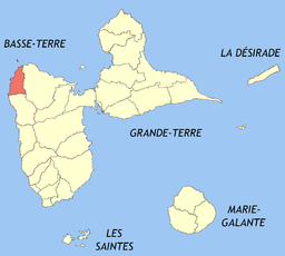 Kommunens läge i departementet Guadeloupe.