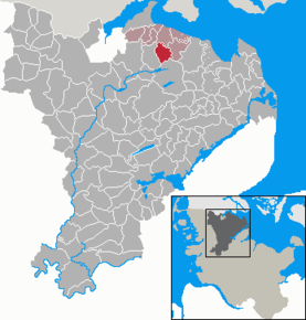 Poziția Grundhof pe harta districtului Schleswig-Flensburg