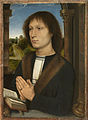 Hans Memling, Portrait de jeune homme en prière, 1487), peinture se rapportant au courant de la devotio moderna.