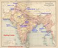 Mapa de localizaciones de Rudyard Kipling en la India